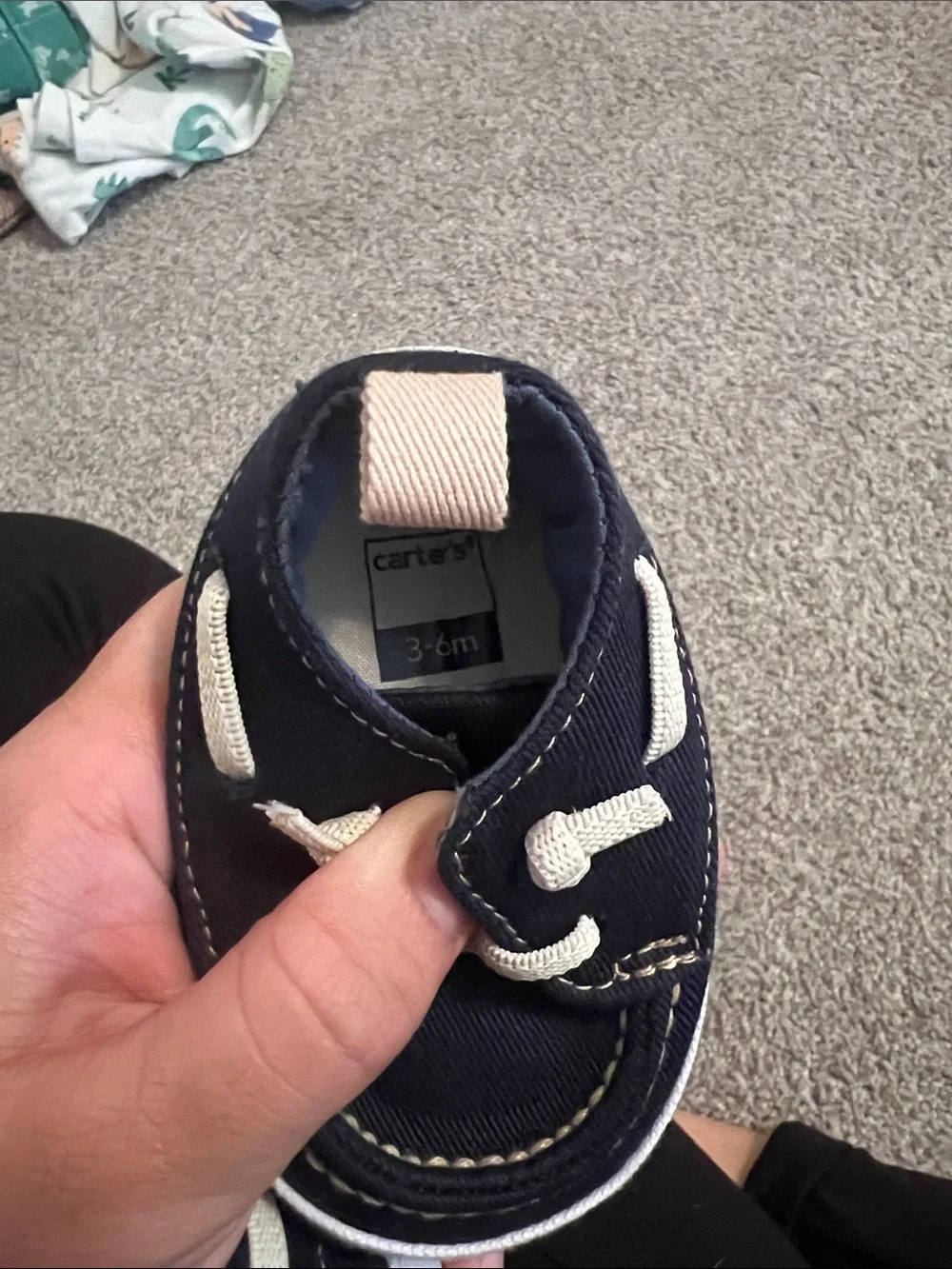 Carter's Navy Canvas Baby Boat Shoes with Cream Laces